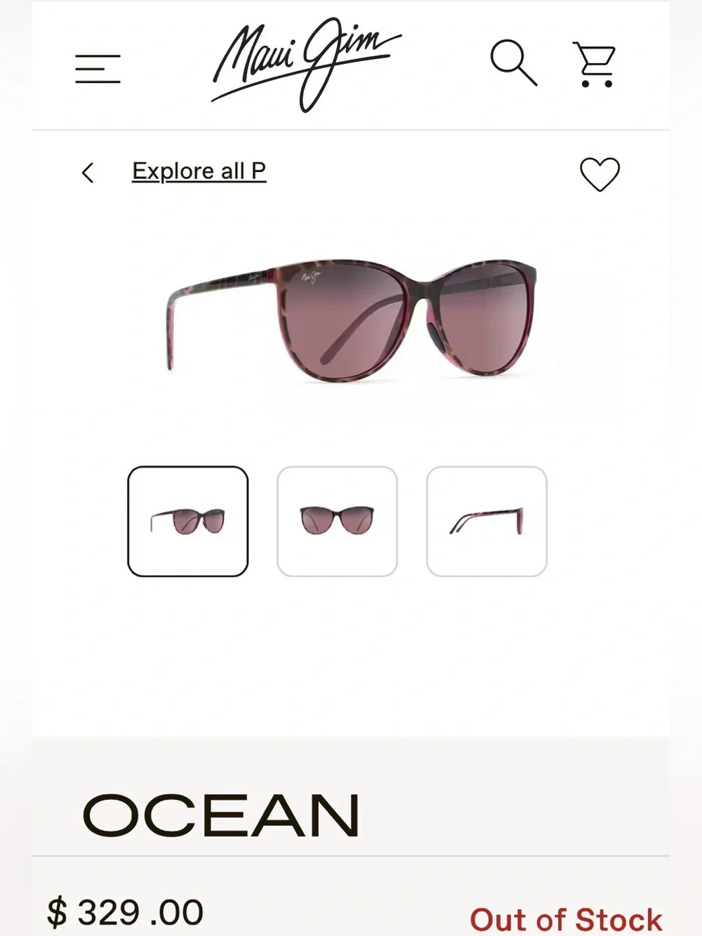 Maui Jim Ocean Polarized Sunglasses – Tortoise/Raspberry – Maui Rose – RS723-12B